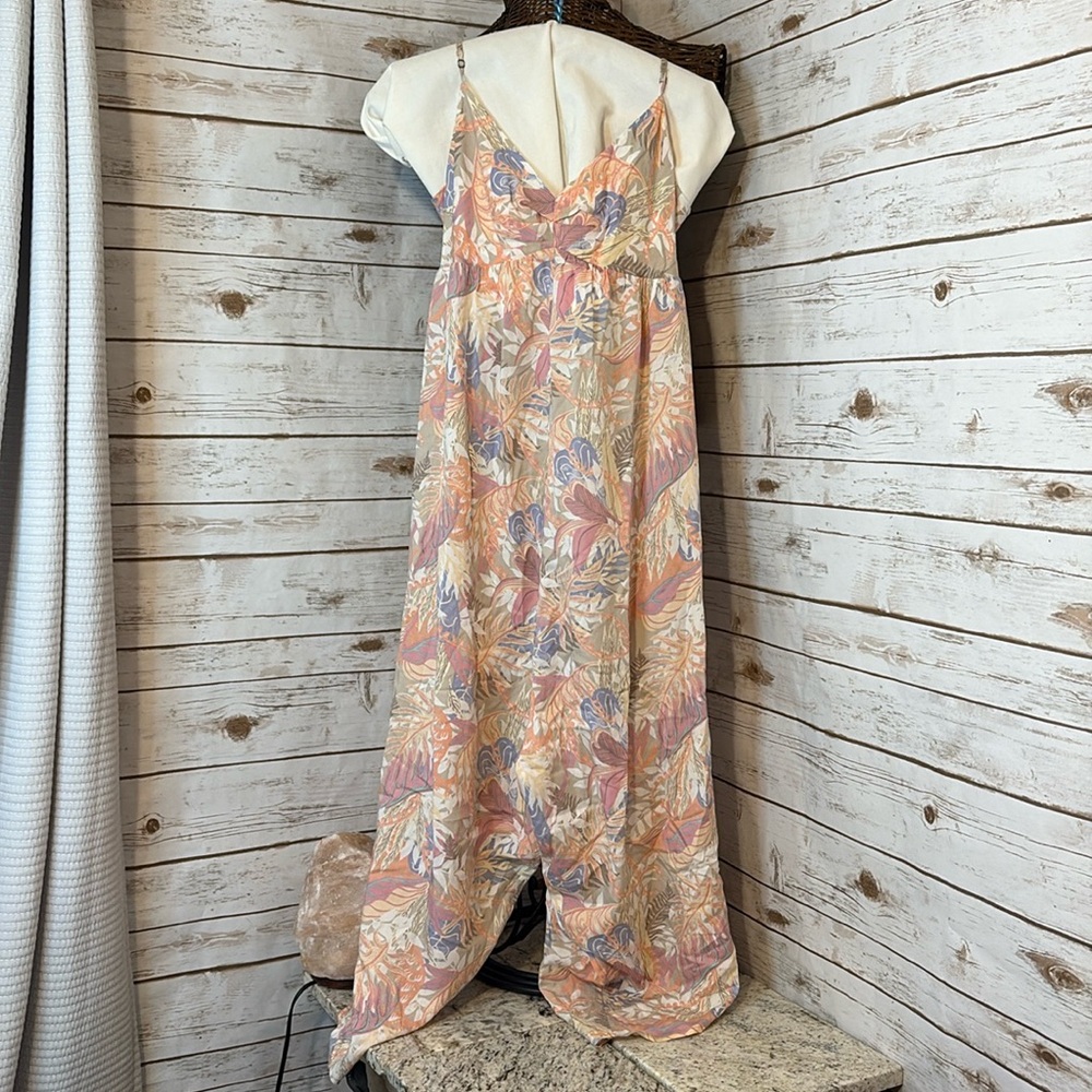 Patagonia Peach Floral Spaghetti-Strap Jumpsuit Romper